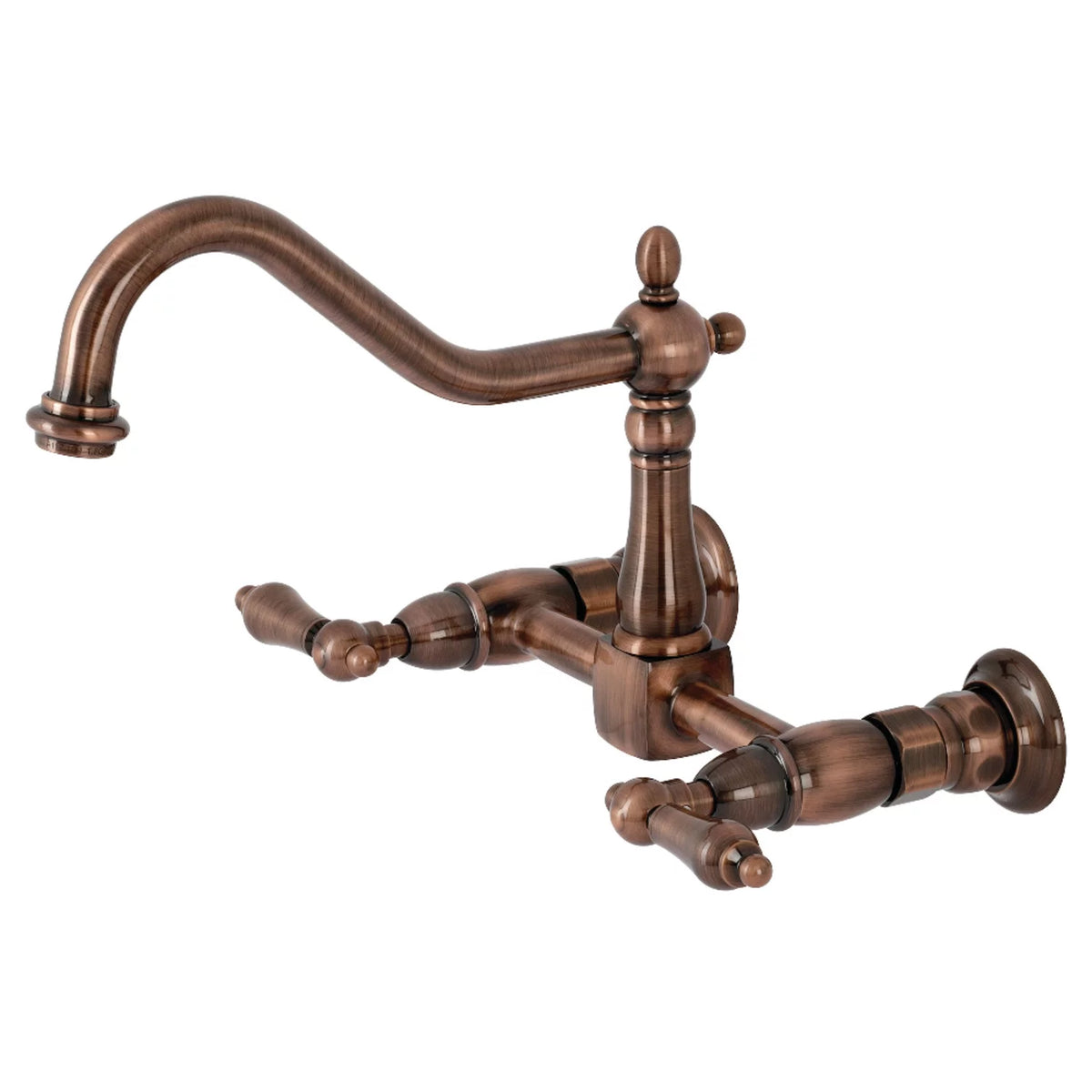 Antique Copper Wall Mount Bridge Kitchen Faucet G373
