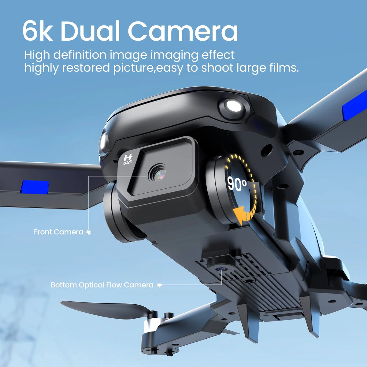 6K HD Camera Drone with 3 Batteries Black E410731