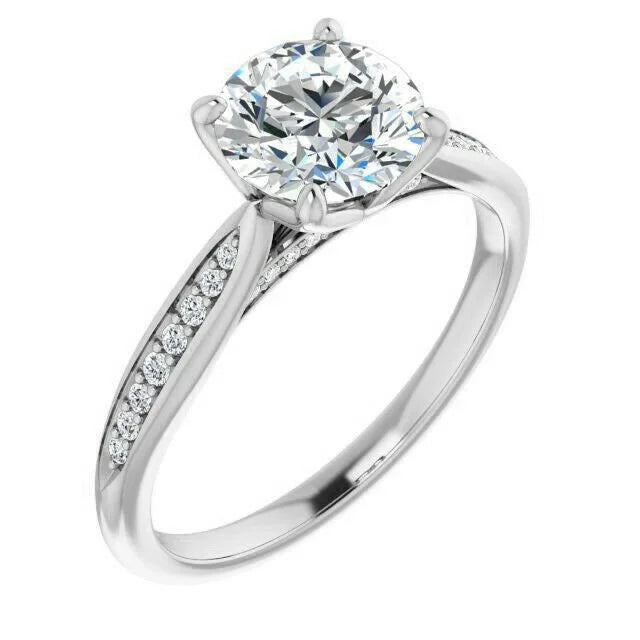18K White Gold Plated Moissanite Solitaire Engagement Ring D47138