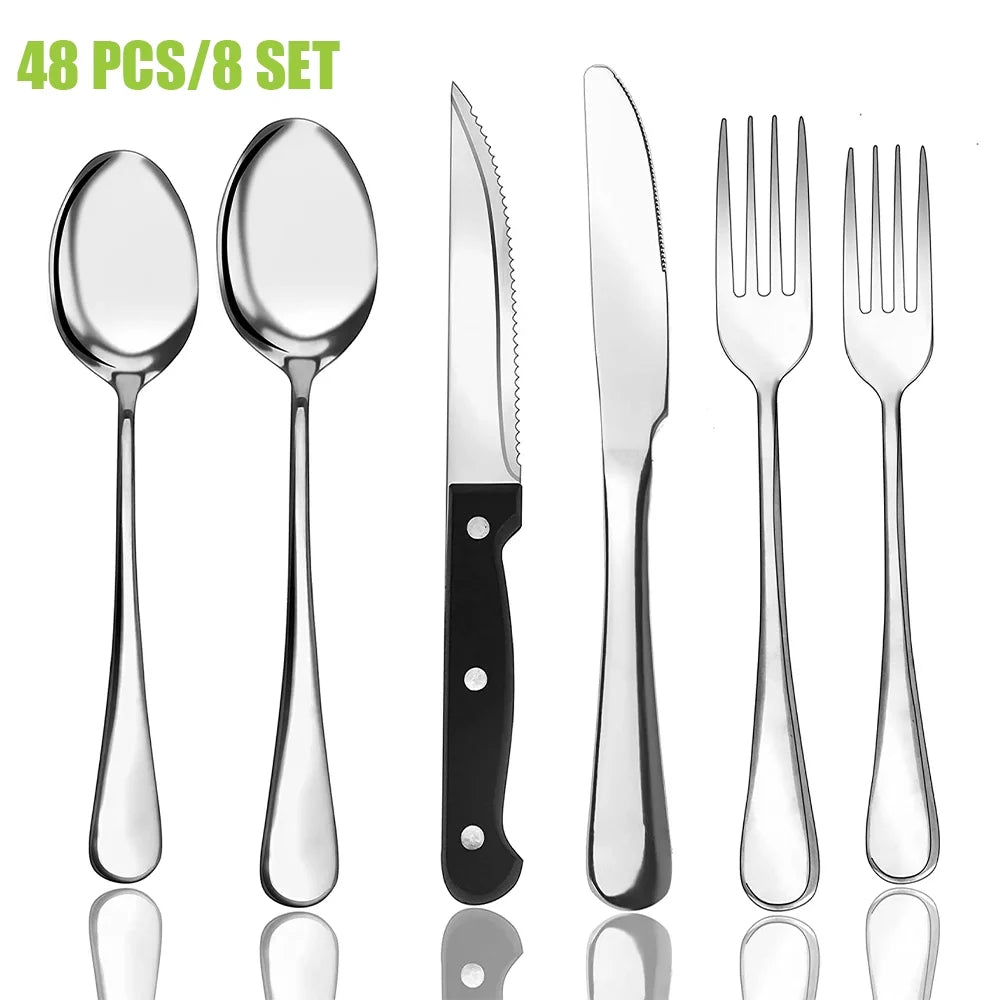 48-Pieces Stainless Steel Silverware Set N413952
