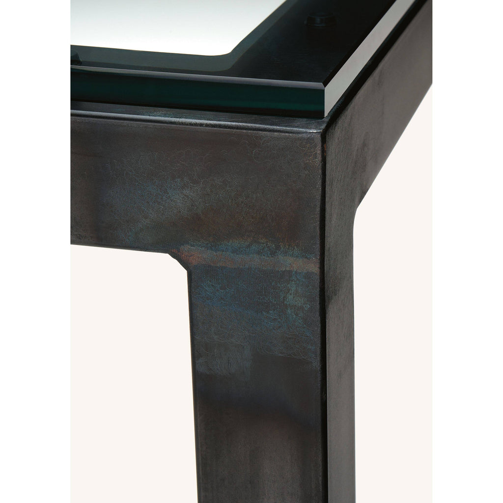 Walnut Console Table with Ocean Blue Base I4703