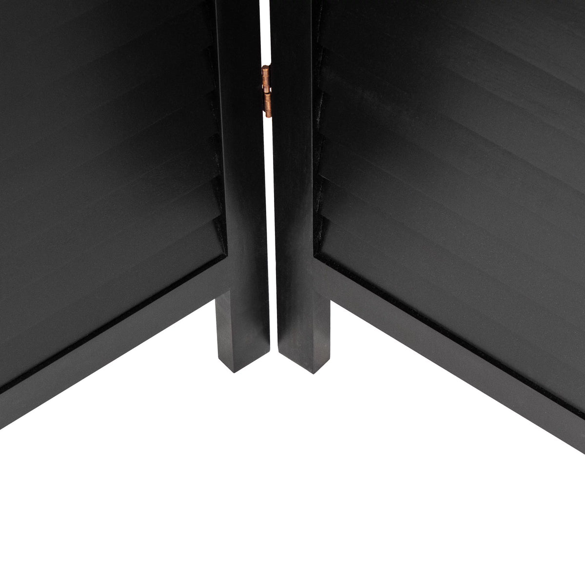 Black 4 Panel Wooden Louvered Room Divider B10370