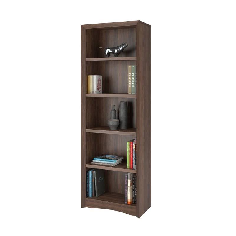 Walnut Faux Woodgrain 5 Shelf Bookcase N6703