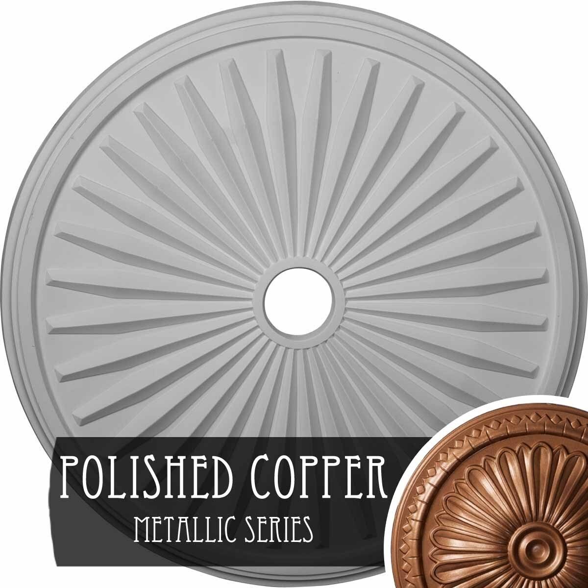 Hand-Painted Polished Copper Ceiling Medallion T8364