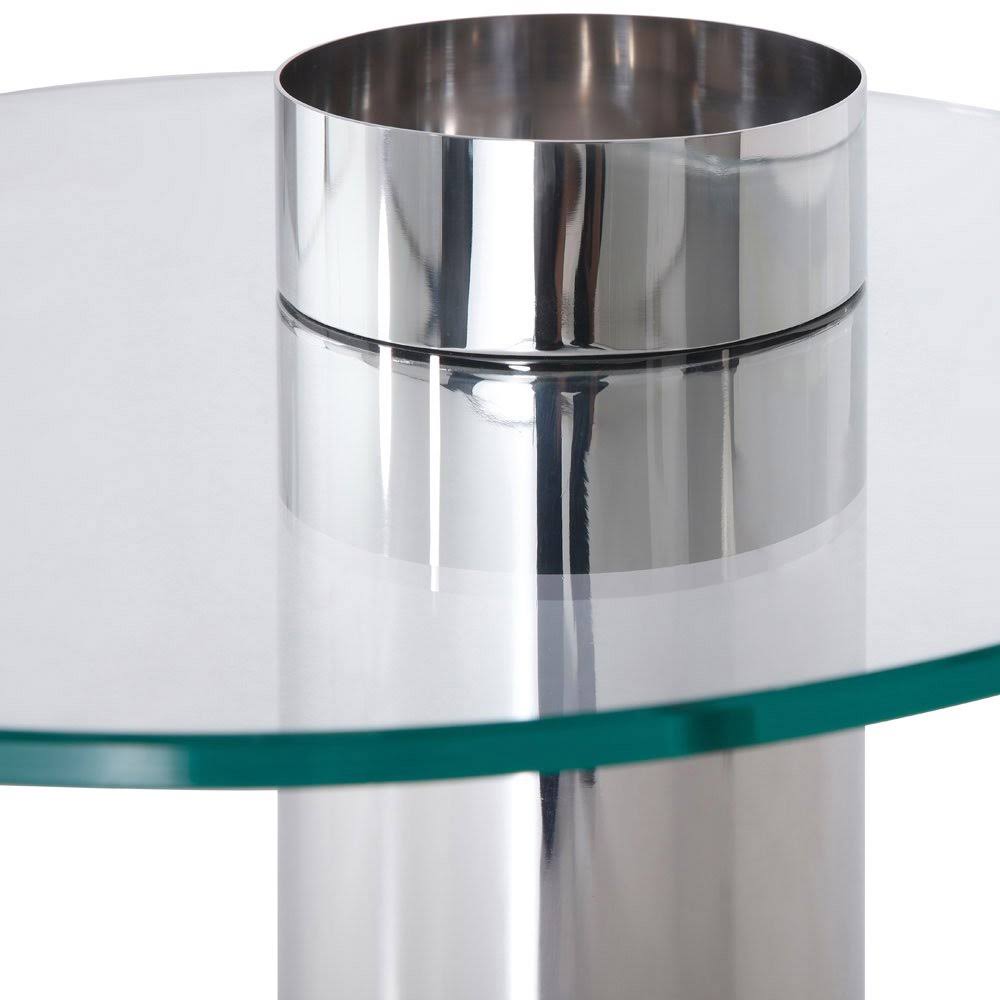 Clear Glass End Table with Stainless Steel and Black Base I24122