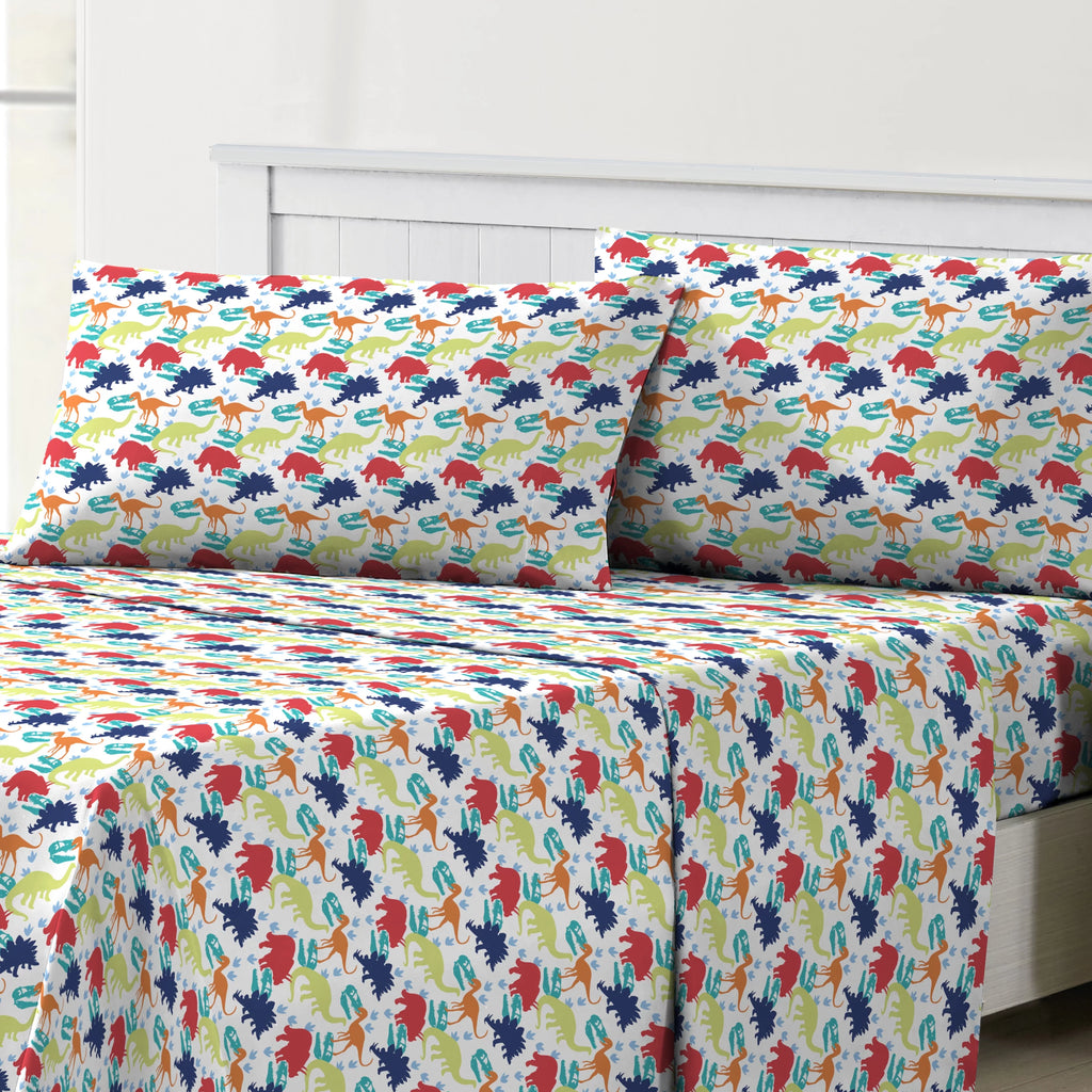 Blue Dinosaur Polyester Microfiber Twin 3 Pieces Sheet Sets G444067