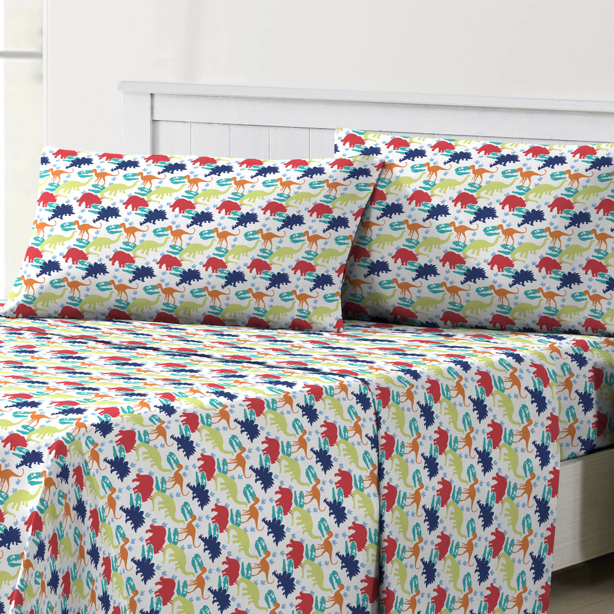 Blue Dinosaur Polyester Microfiber Twin 3 Pieces Sheet Sets G444067