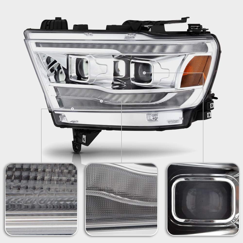 Chrome LED DRL Sequential Signal Dual Projector Headlights Q2135