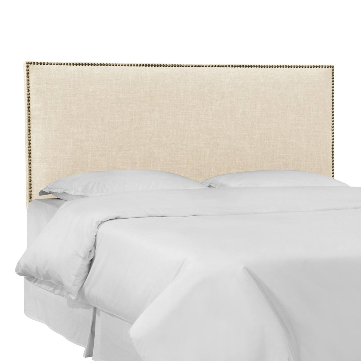Cream Linen Headboard with Brass Nailbuttons G62792