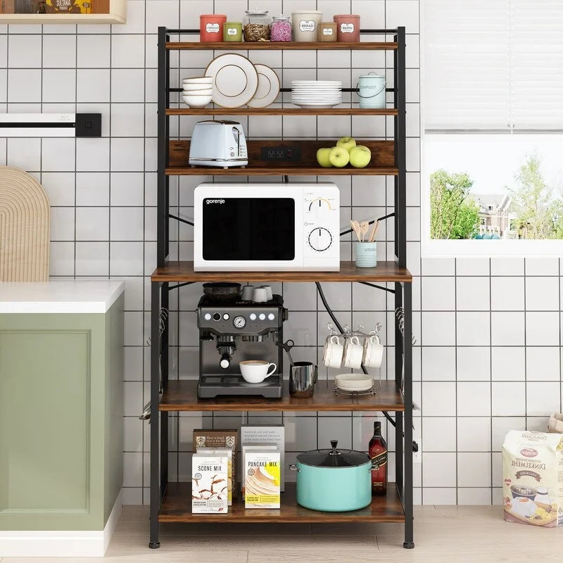 Vintage Kitchen Baker's Rack with Outlets Q640