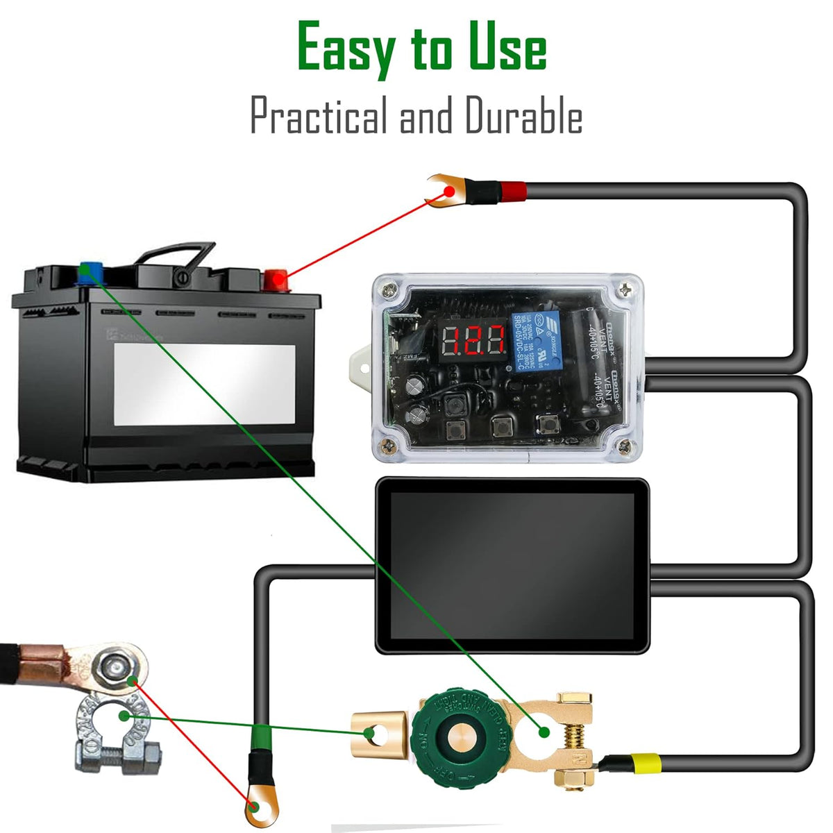 12V Battery Disconnect Switch with LED Digital Voltmeter Display Dual Wireless Control O856