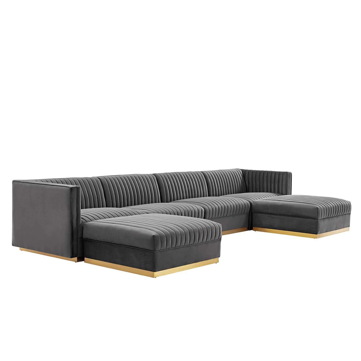 Gray Velvet 6-Piece Modular Sectional Sofa C915