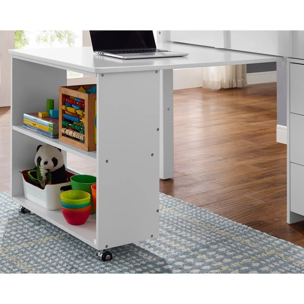 Twin Low Loft Bed with Desk, White M2796