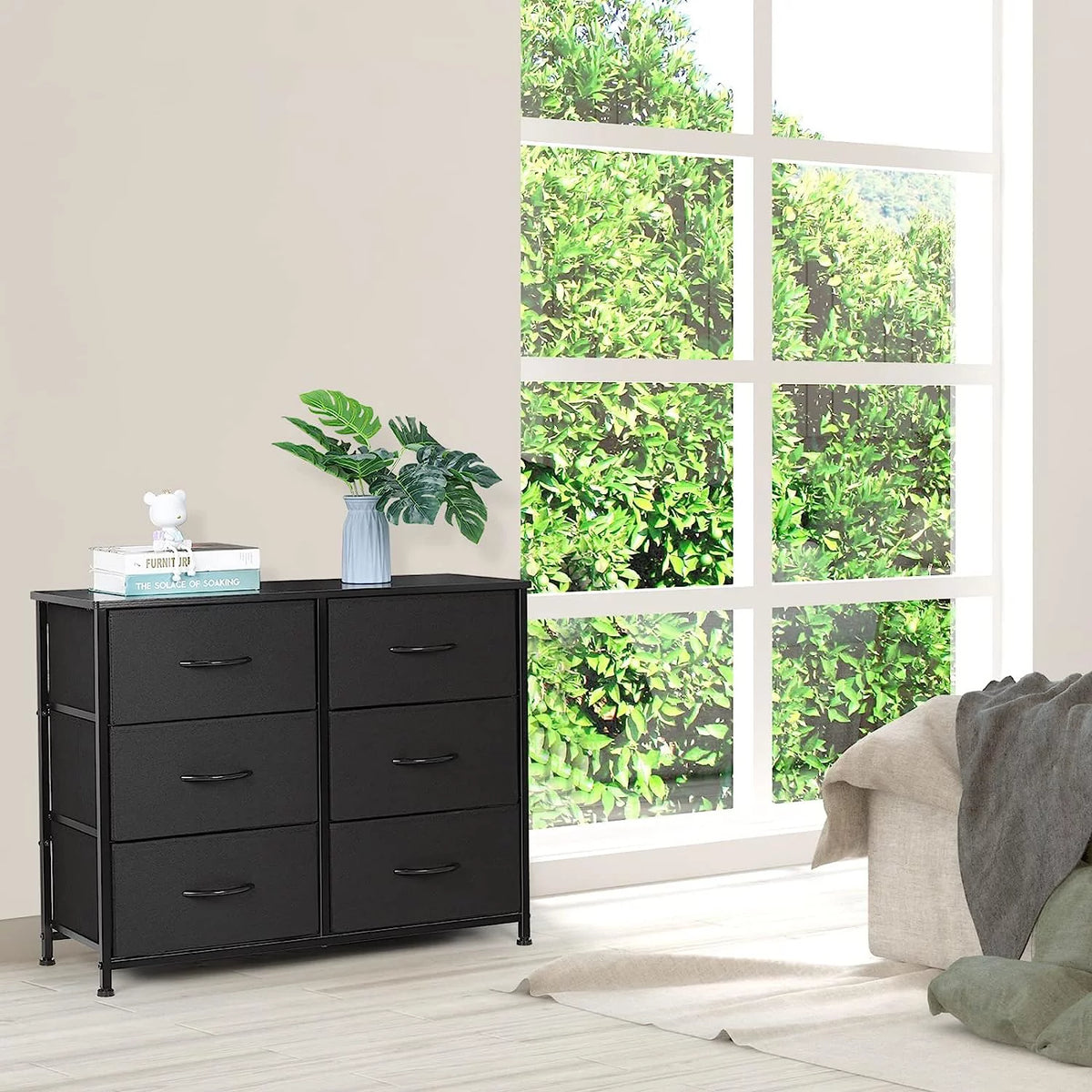 Gray 6 Drawer Wood Dresser J33424