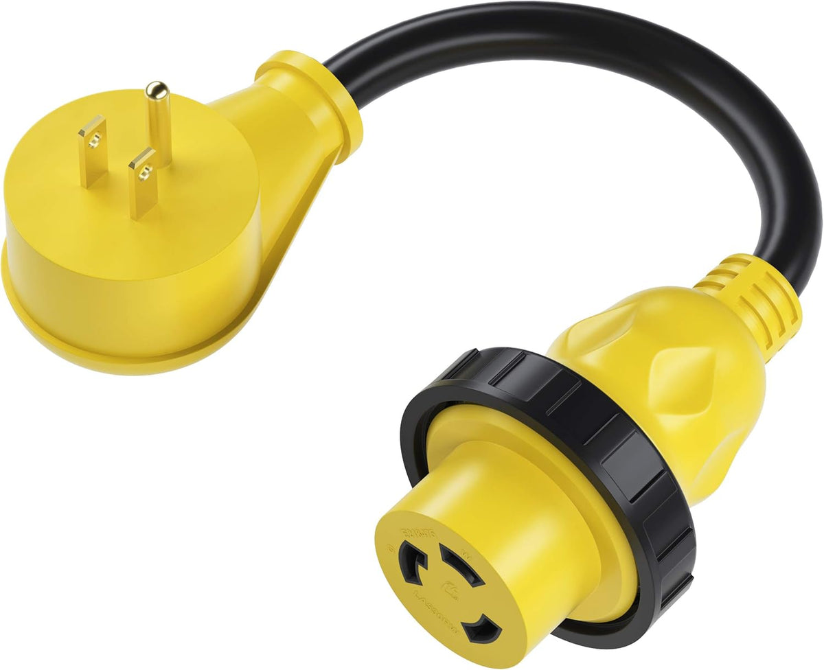 30 Amp to 15 Amp 110 Volt RV Adapter Cord with Locking Connector, 12in H5561