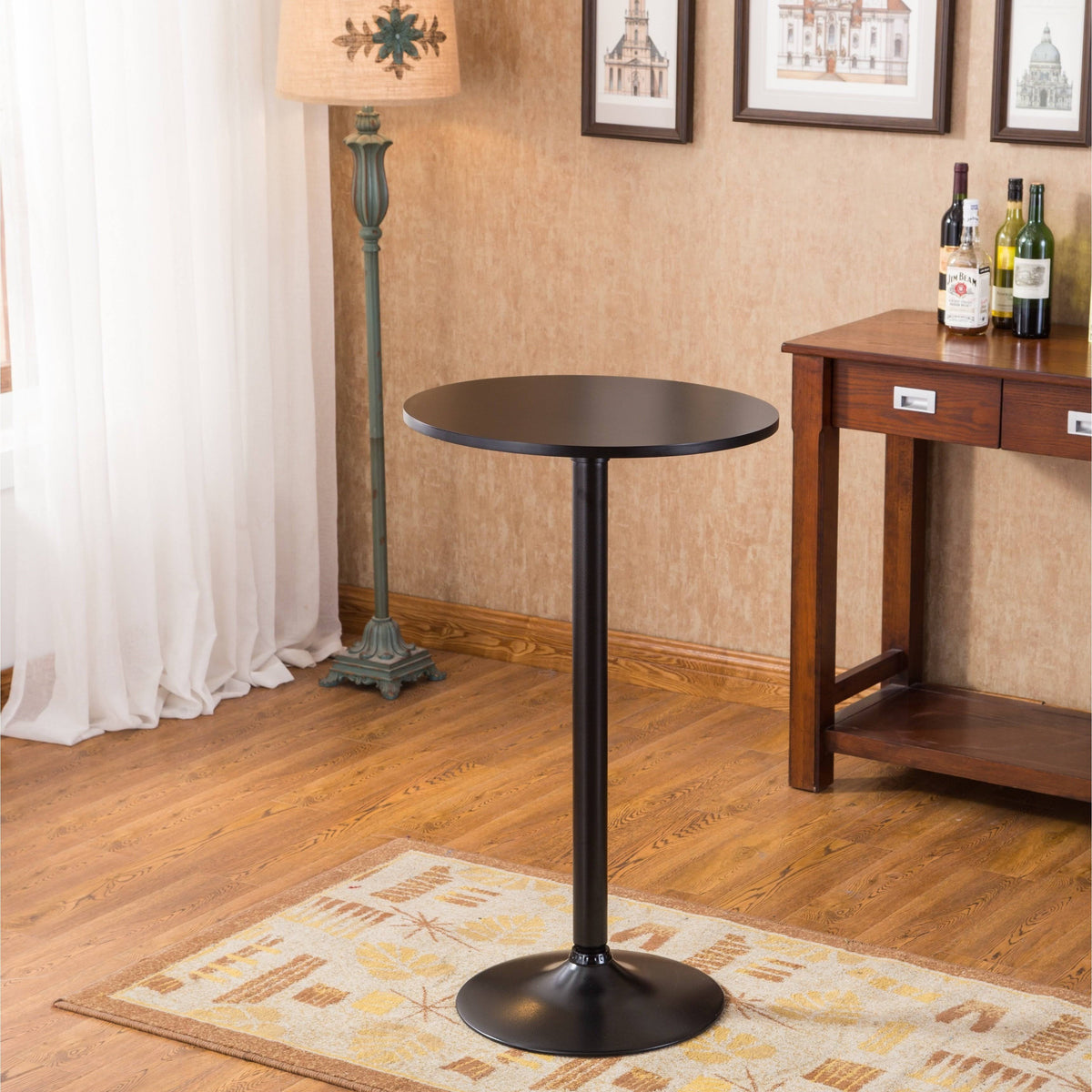 Black Round Top Metal Bar Table S718388