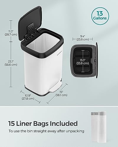 Stainless Steel Kitchen Trash Can with Step-on Pedal D45663