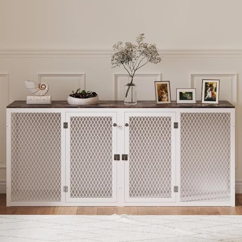 71 Inch Wooden Dog Crate Furniture with Divider W669209