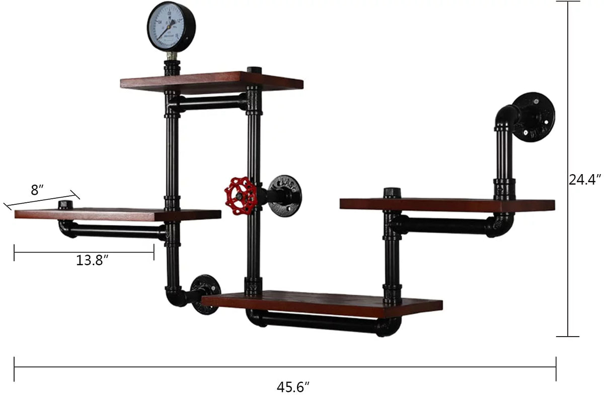 Industrial Pipe Wall-Mounted Wood Shelving Z78568
