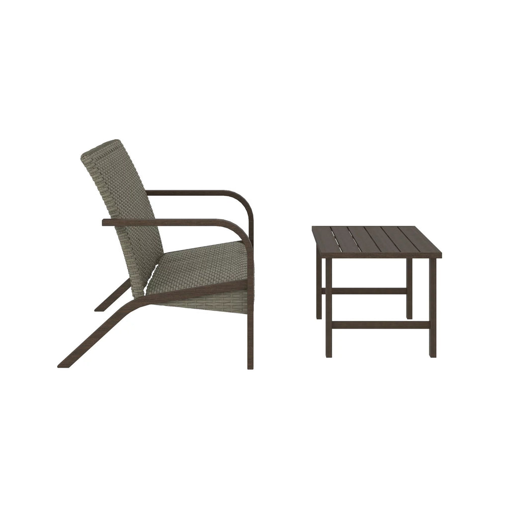 Warm Gray Patio Furniture Set Loveseat and Coffee Table M165498