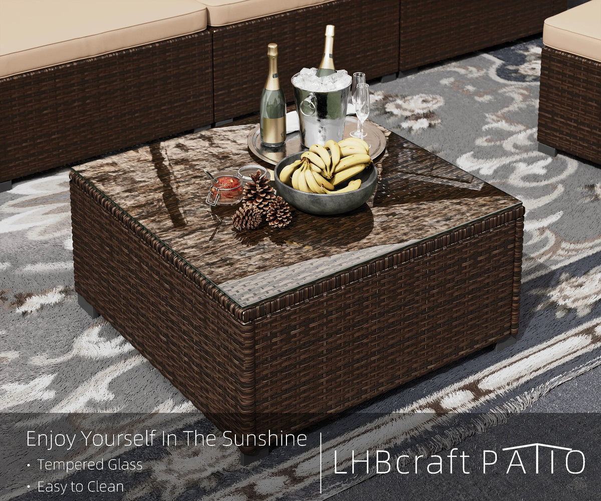 7 Piece PE Rattan Patio Sectional Sofa Set with Cushion and Coffee Table M141