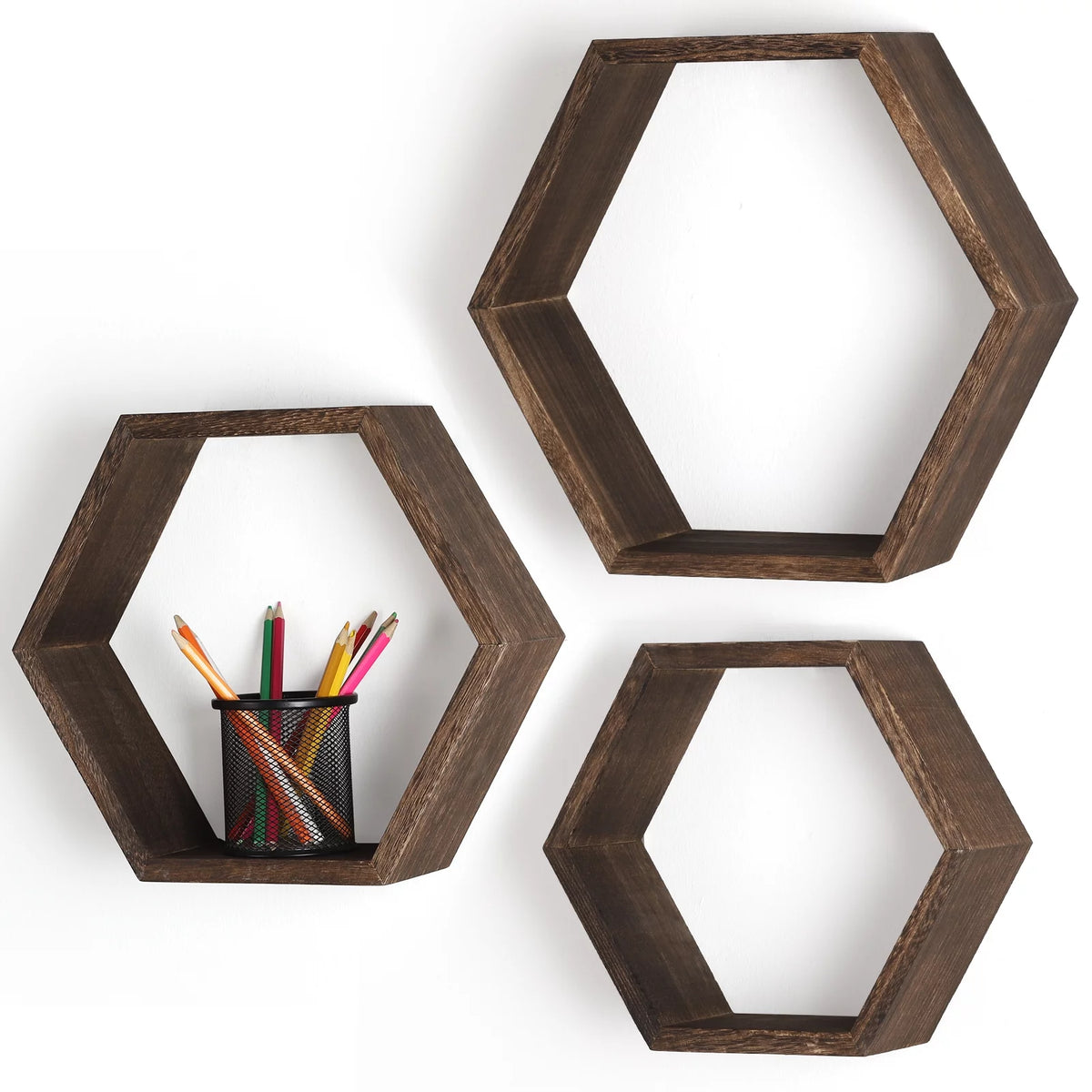 Dark Brown Floating Shelf Set of 3 Z752617