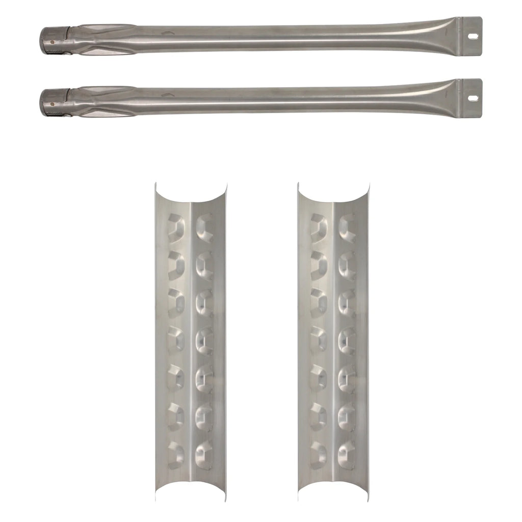 2-Pack Stainless Steel BBQ Gas Grill Tube Burner & Heat Shield Plate Replacement Parts J17048