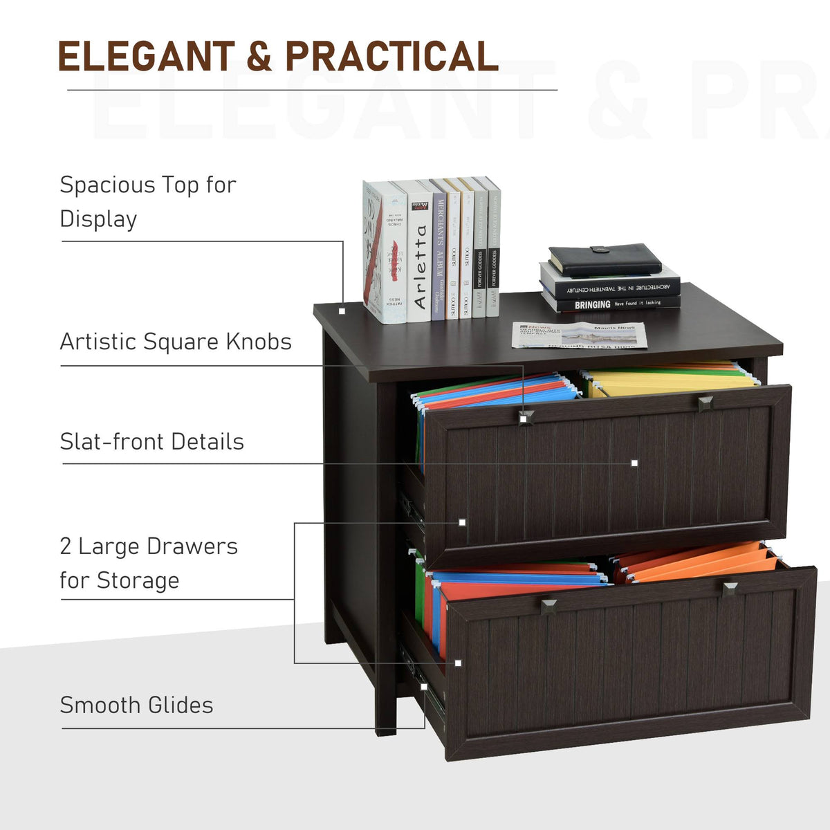 Brown Wooden 2-Drawer File Cabinet M18998