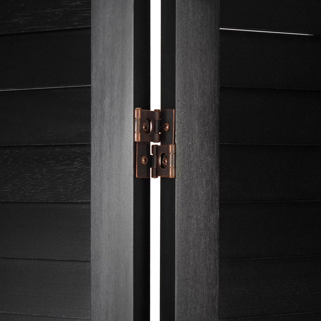 Black 4 Panel Wooden Louvered Room Divider B10370