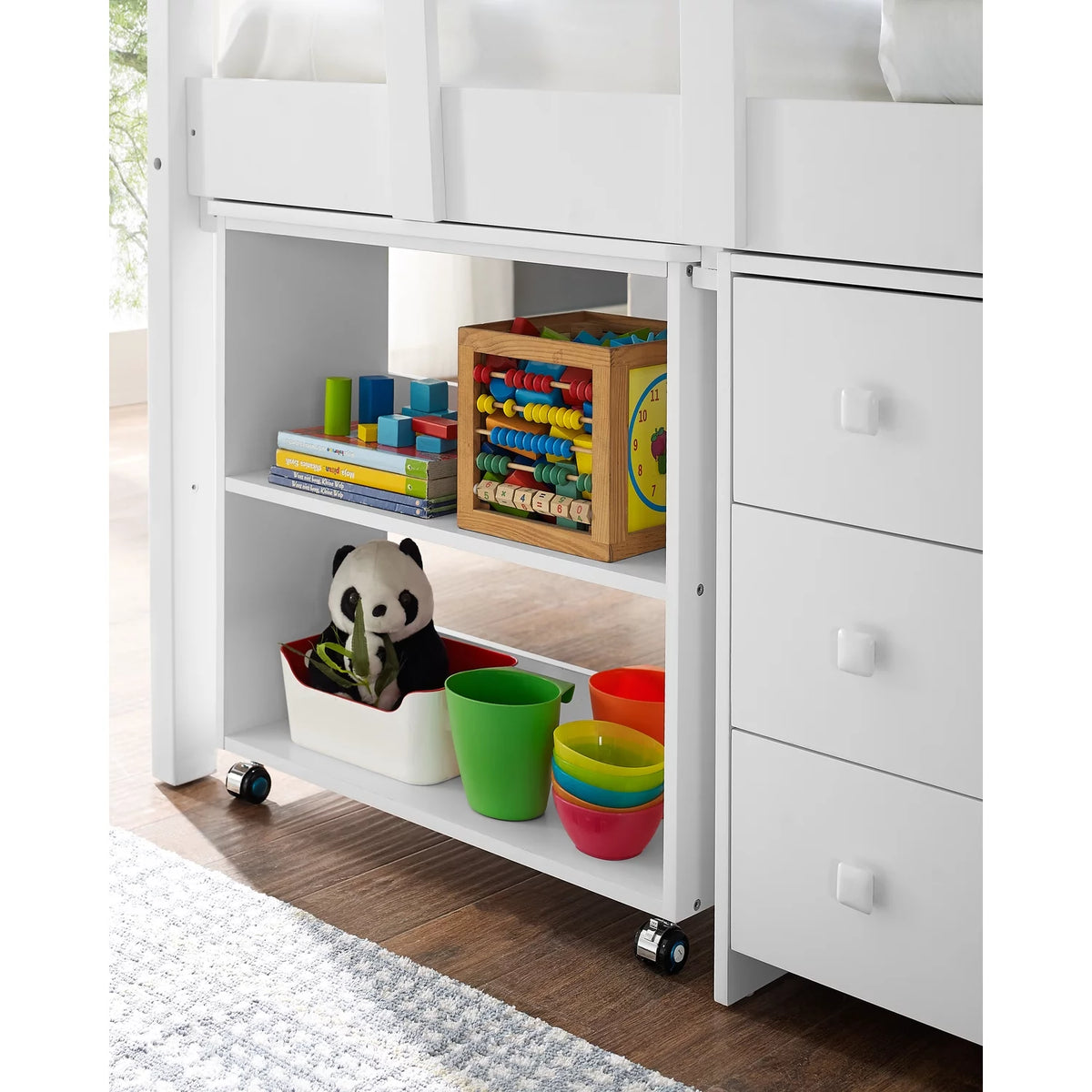 Twin Low Loft Bed with Desk, White M2796
