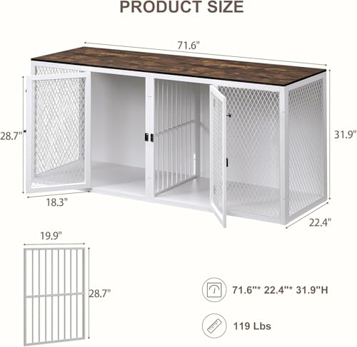 71 Inch Wooden Dog Crate Furniture with Divider W669209