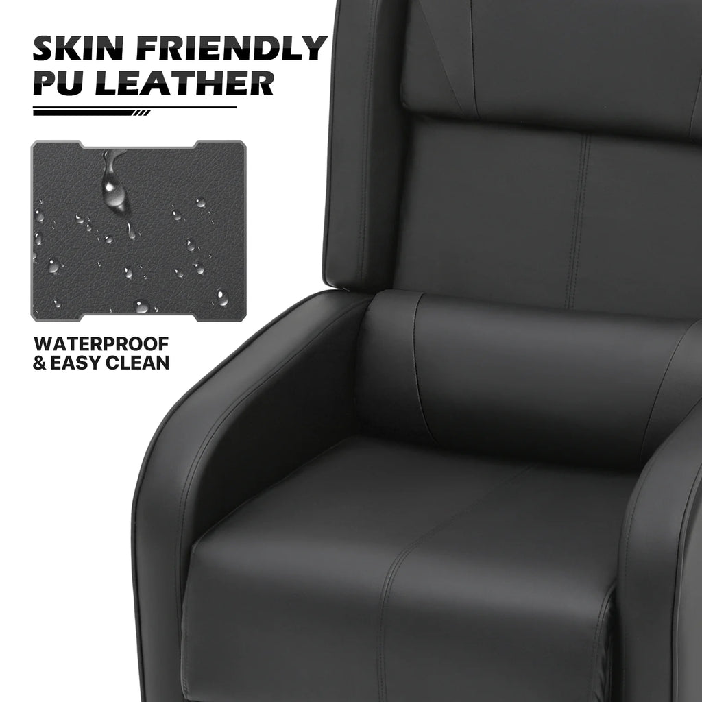 Black PU Leather Adjustable Reclining Gaming Chair with Footrest N252606