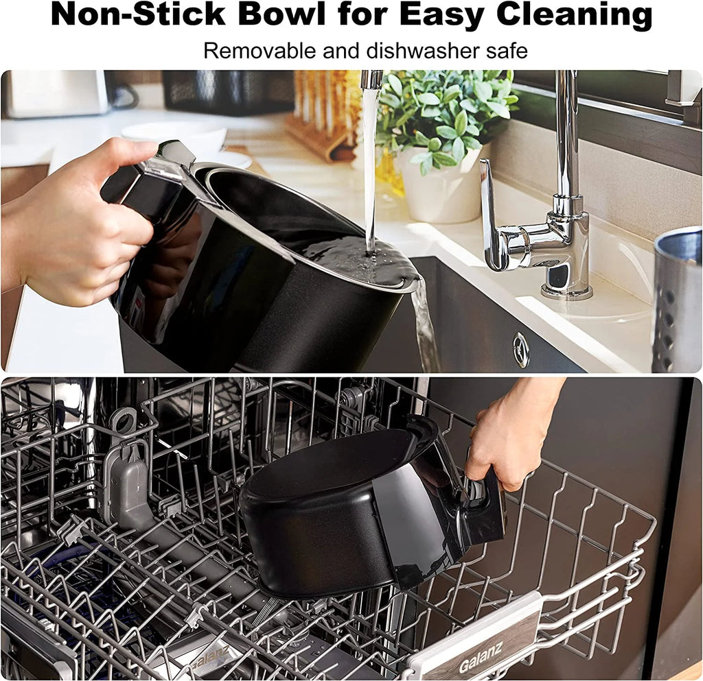 Compact Electric Air Fryer, Non-Stick Basket, 2.6 Quart, 1200W, Black L49524