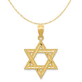 14K Yellow Gold Diamond-Cut Star Of David Pendant Charm with 10K Yellow Gold Rope Chain Necklace 16'' G9340