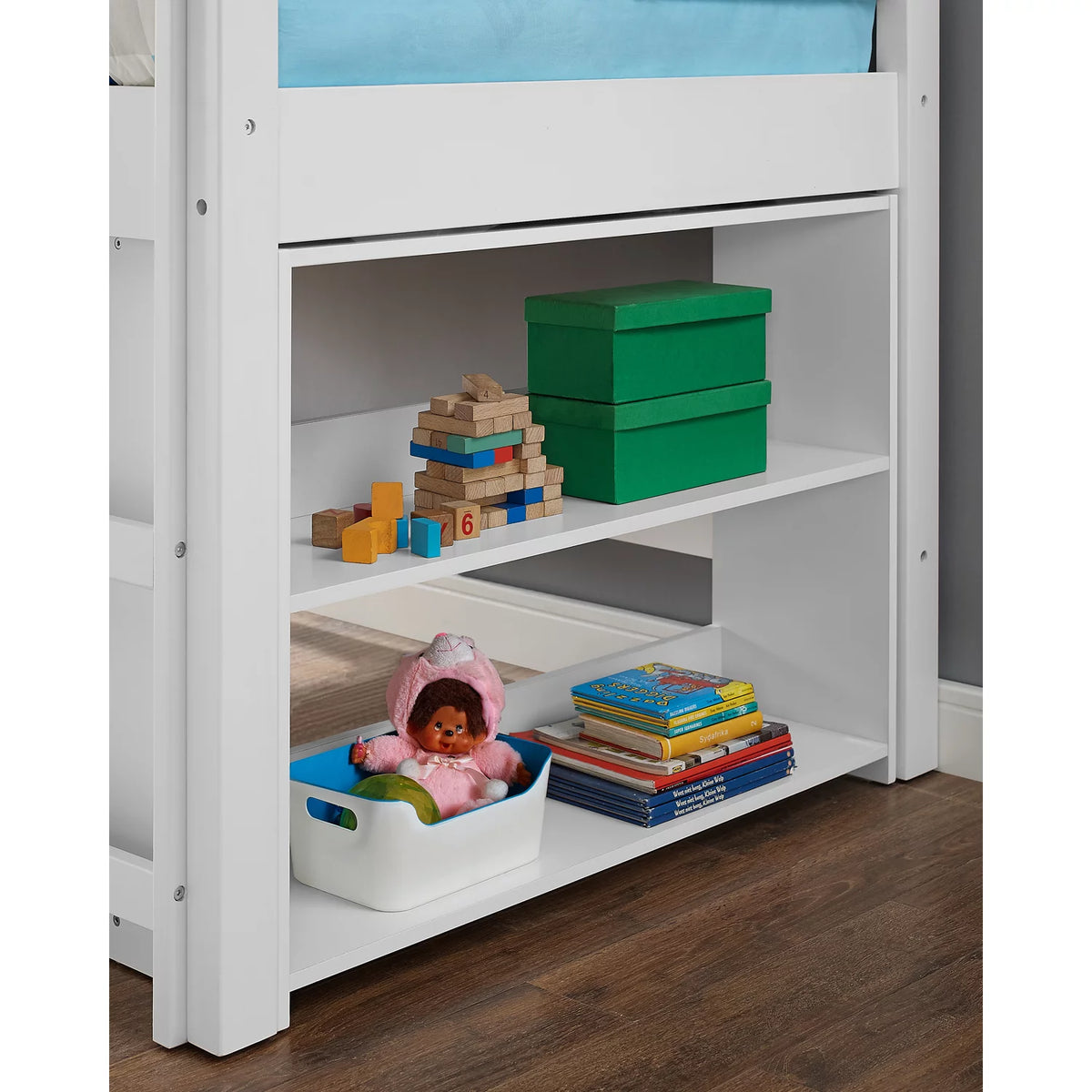 Twin Low Loft Bed with Desk, White M2796