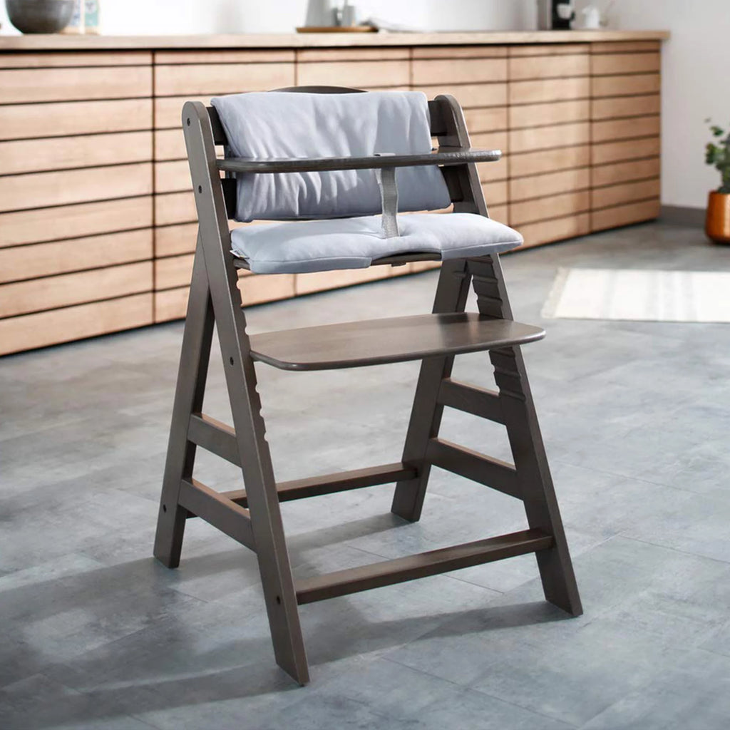 Wooden High Chair with Grey Tray & Seat Cushion E174018