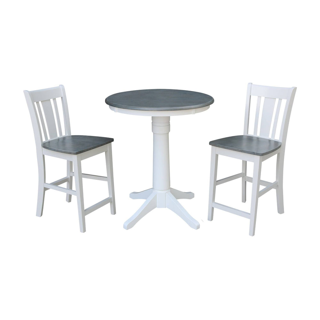30 in. Round Pedestal Gathering Height Table with 2 Counter Height Stools I1588