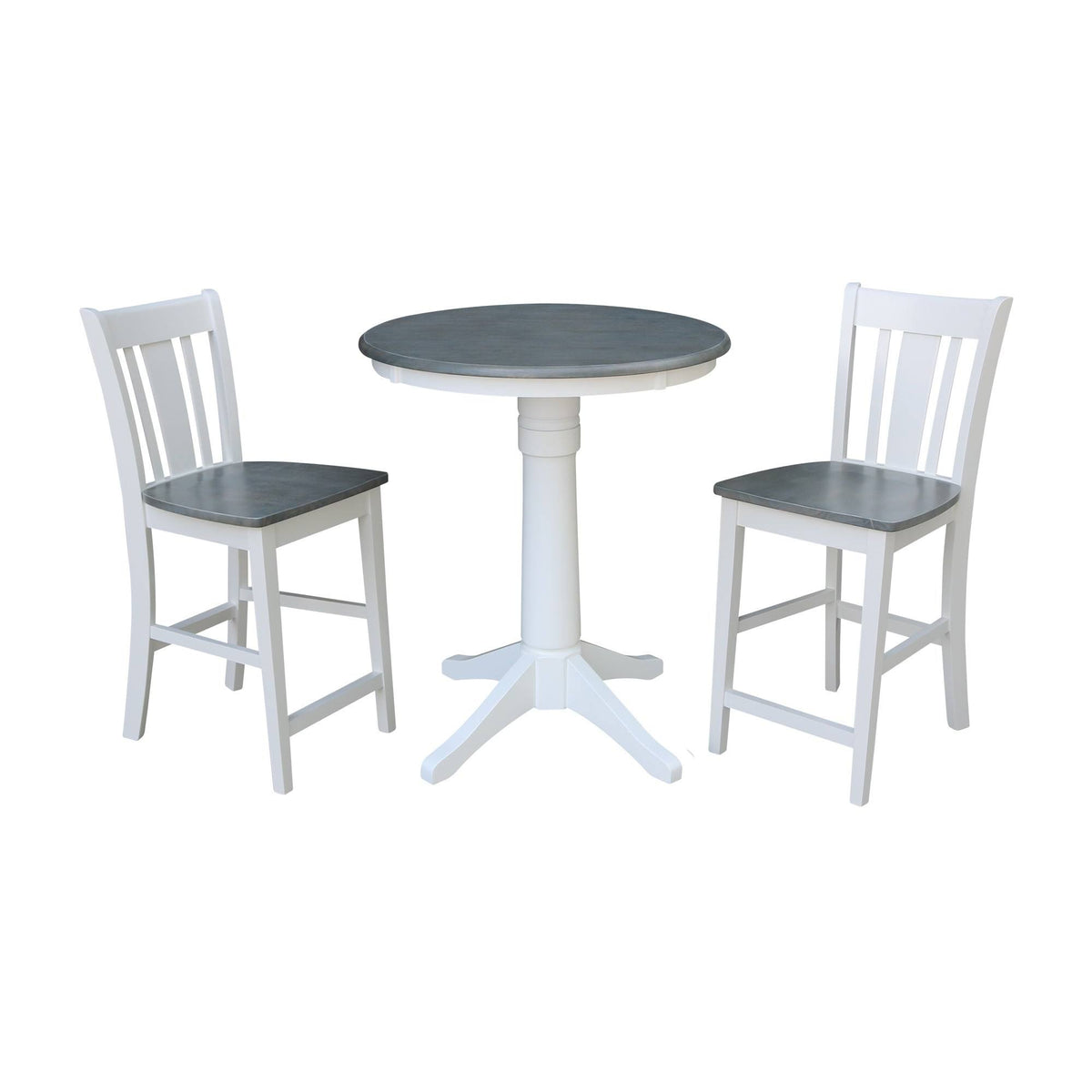 30 in. Round Pedestal Gathering Height Table with 2 Counter Height Stools I1588