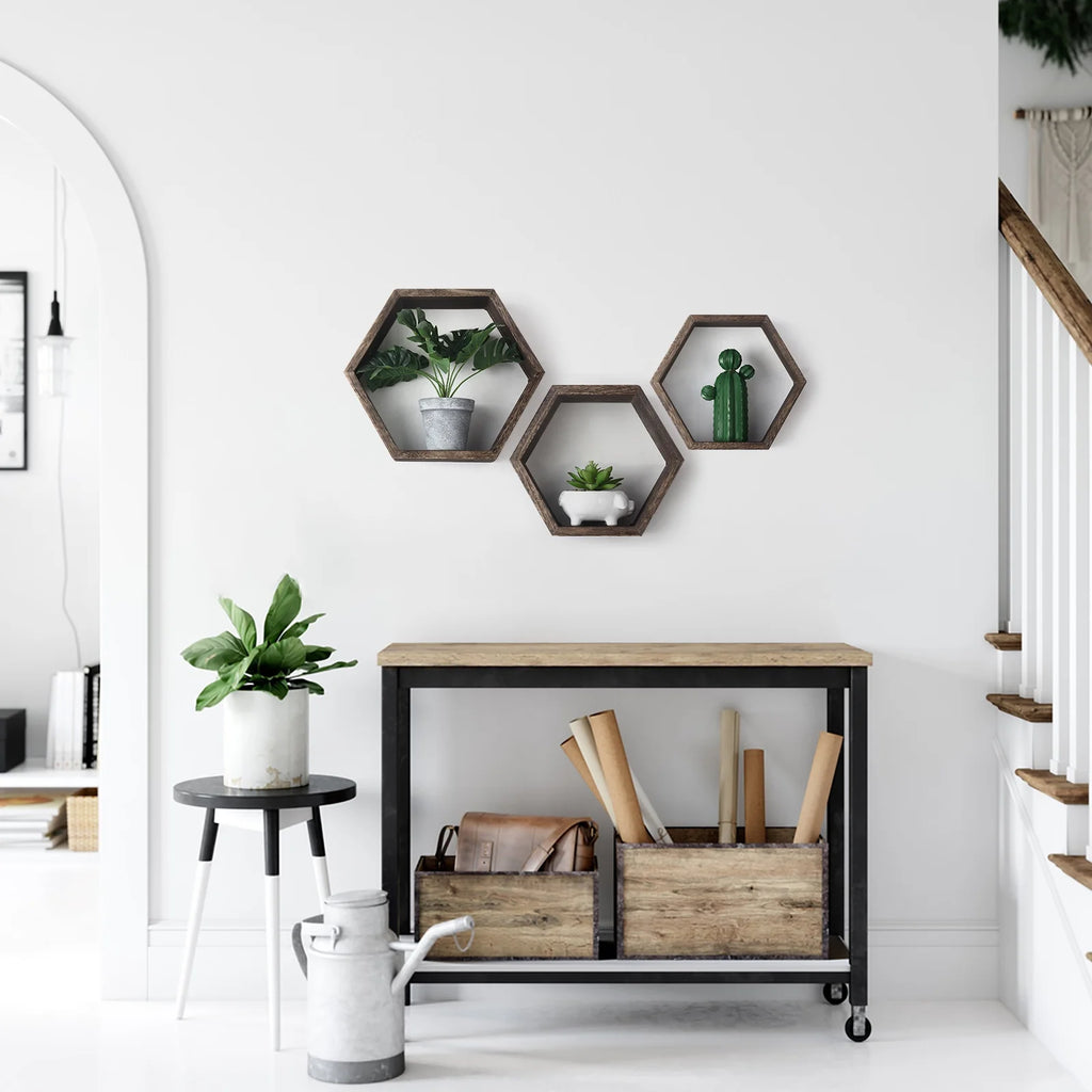 Dark Brown Floating Shelf Set of 3 Z752617