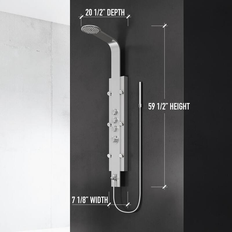 6-Jet Shower Panel System with Rainhead and Hand Shower Wand in Stainless Steel D9074