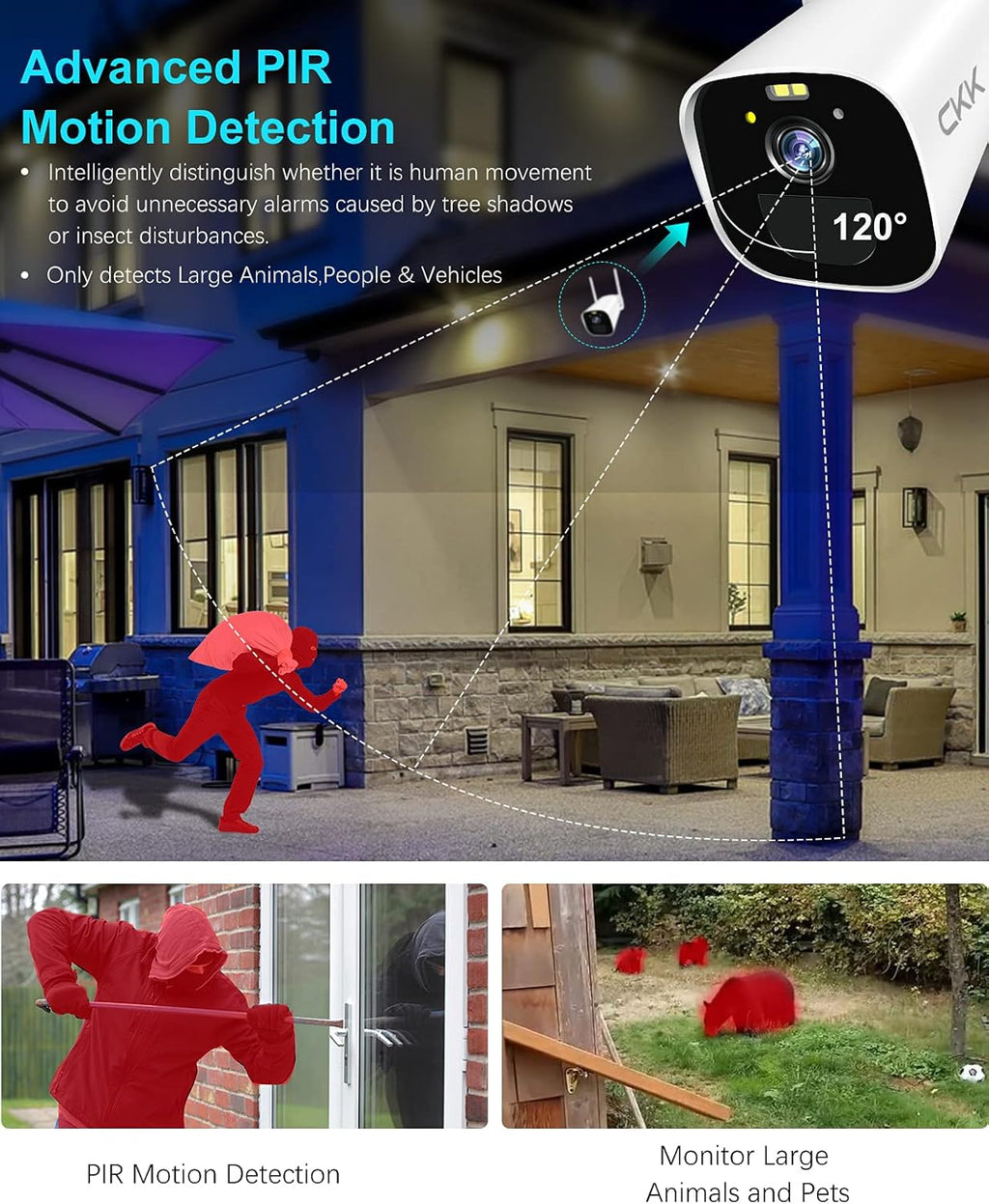 3MP Solar Powered Outdoor Security Camera with Rechargeable Battery W765