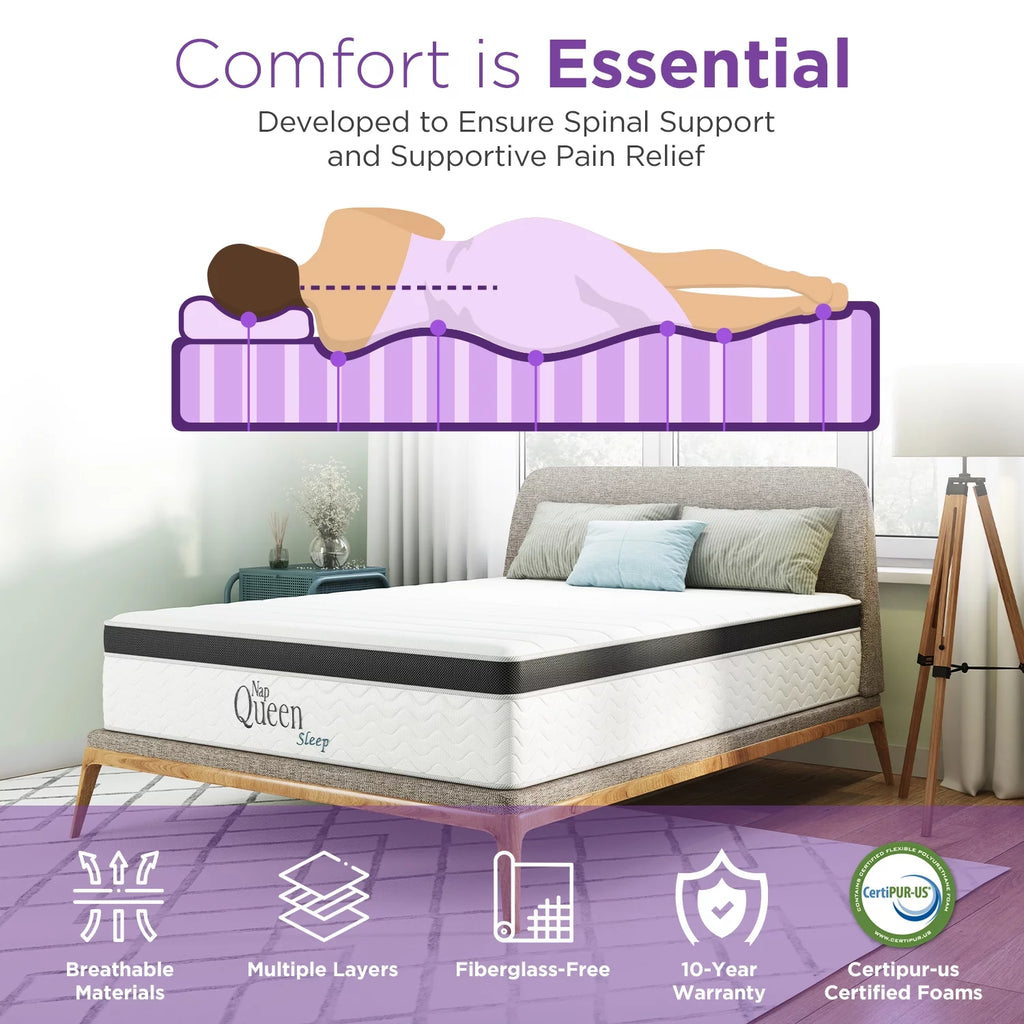 Queen 8” Hybrid Cool Gel Memory Foam and Coils Mattress R38067