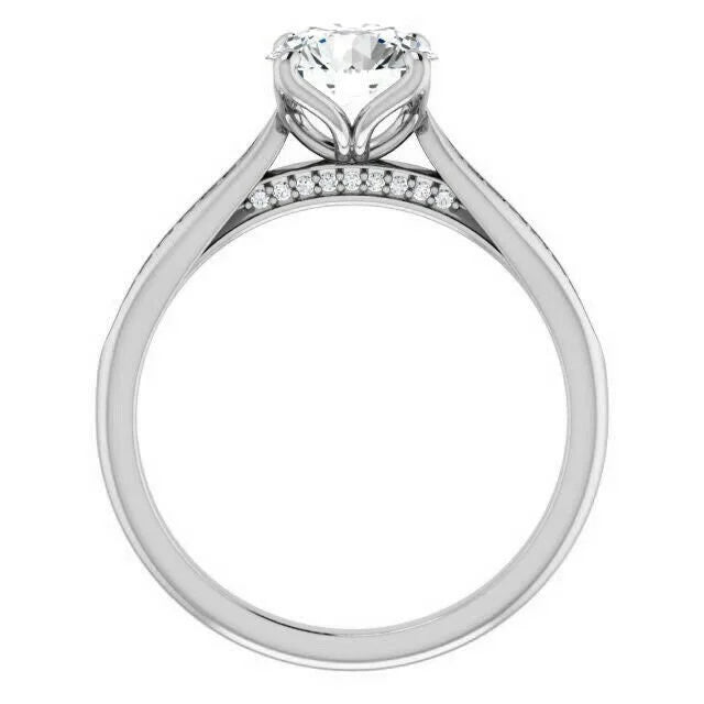 18K White Gold Plated Moissanite Solitaire Engagement Ring D47138