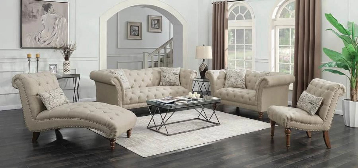 Beige Tufted Chaise X3298