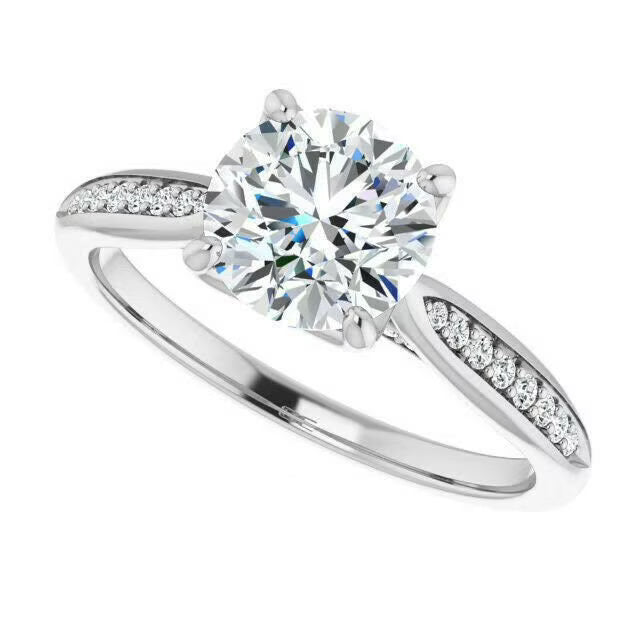 18K White Gold Plated Moissanite Solitaire Engagement Ring D47138