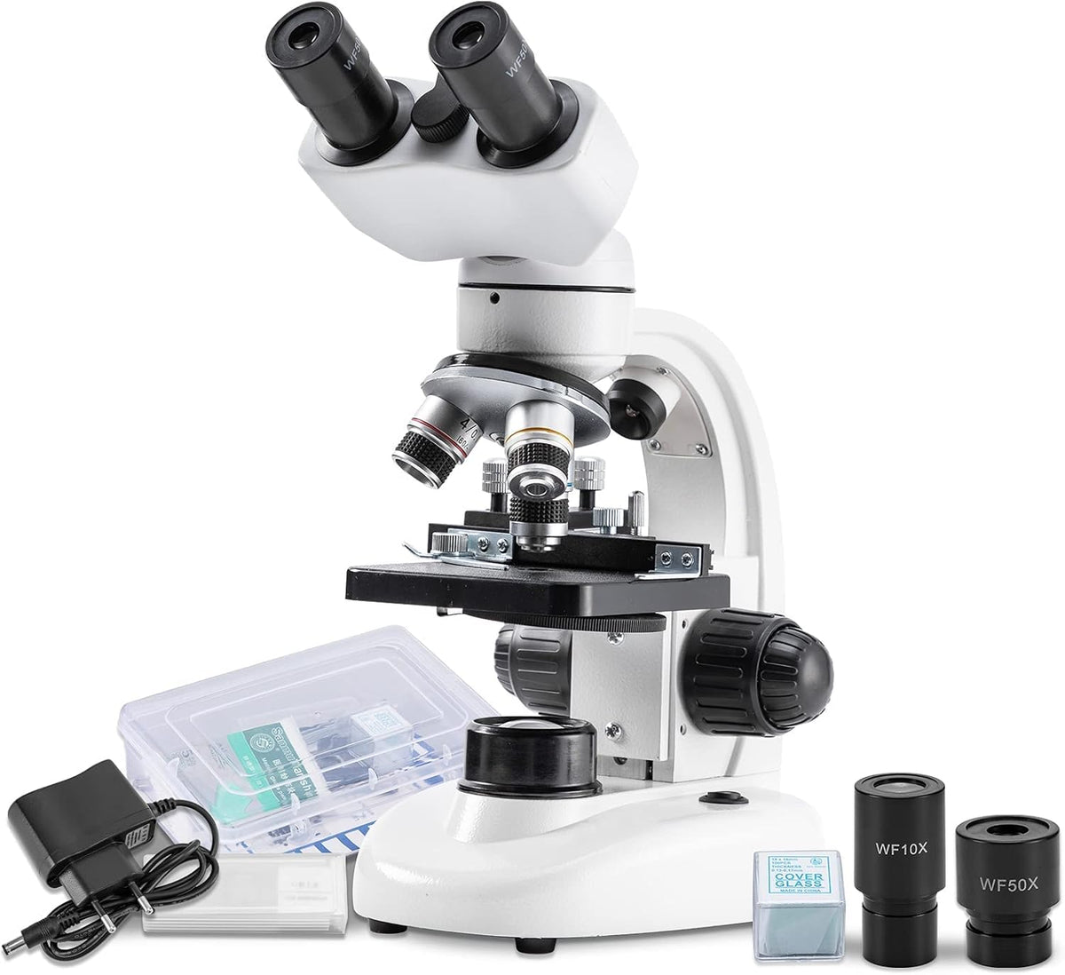 Compound Binocular Microscope, 40X-2000X Magnification, LED Illumination, Two-Layer Mechanical Stage Z8344