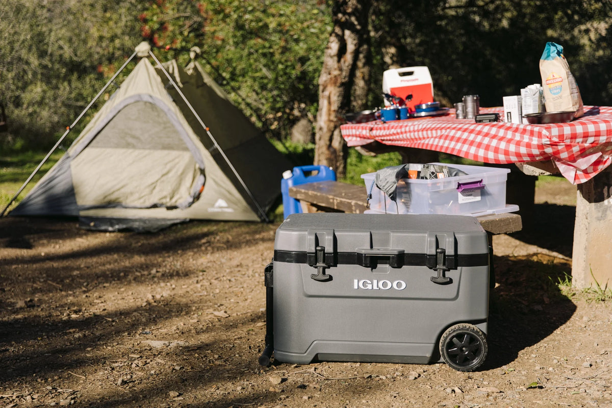 72 Quart Ice Chest Cooler with Wheels Gray P859