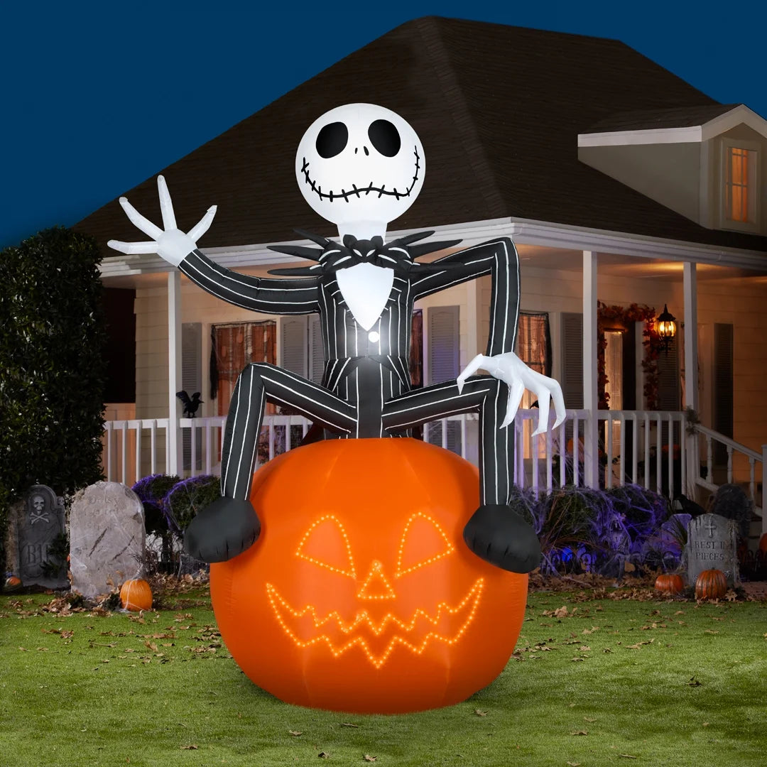 Jack Skellington on Pumpkin Halloween with Micro LED Lights N299437