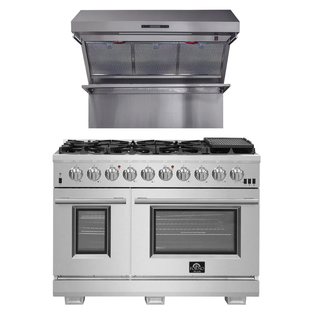48 Inch Gas Burner Electric Oven Pro Range and Wall Mount Range Hood D7259